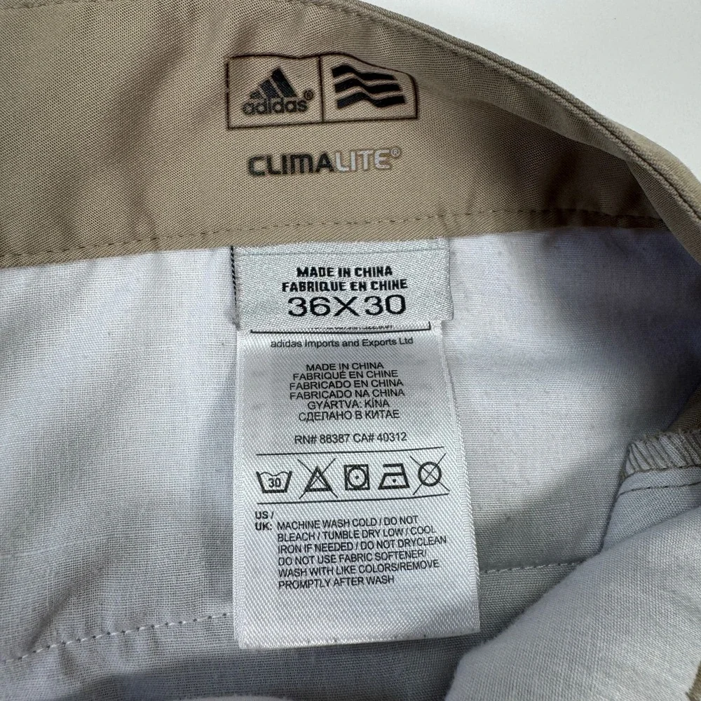 Adidas Climalite Golf Pants Mens 36x30 Khaki Pleated Lightweight Performance